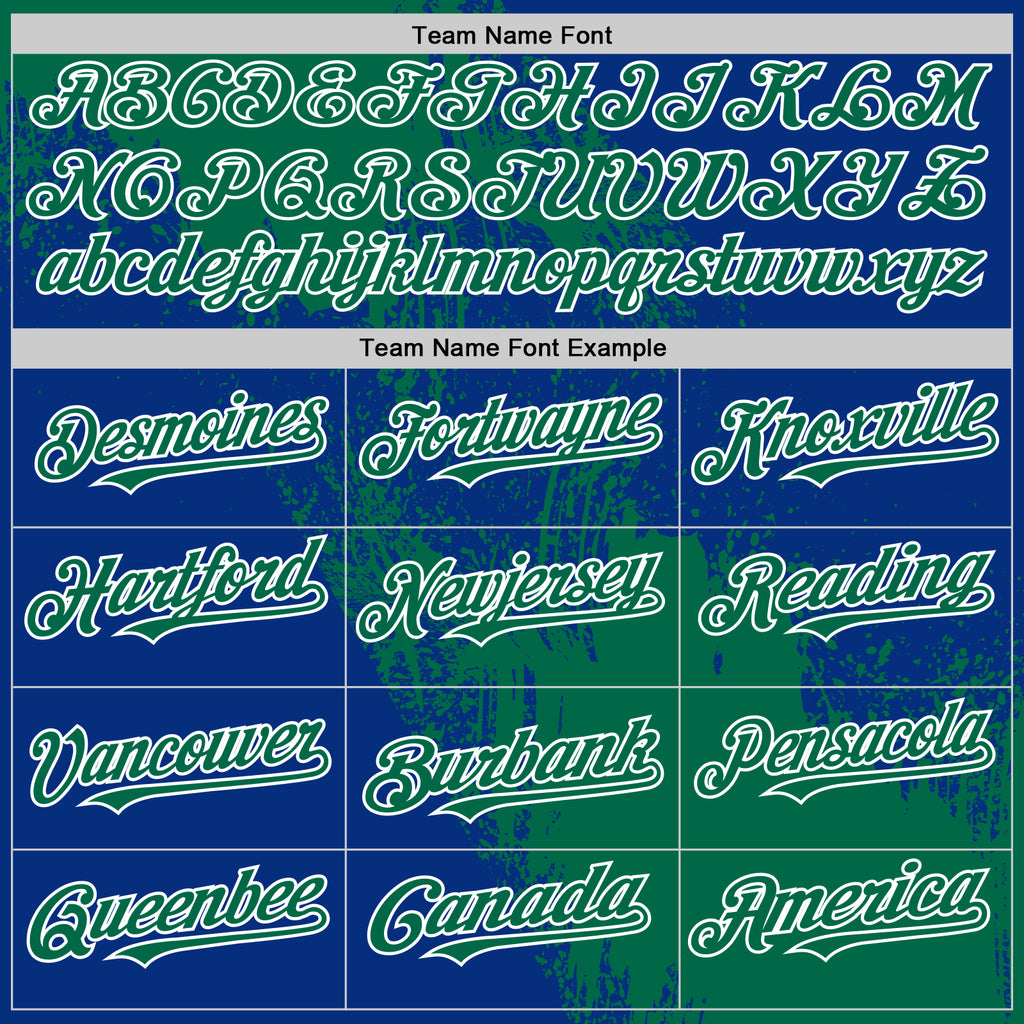 Custom Kelly Green Royal-White 3D Pattern Design Abstract Brush Stroke Authentic Baseball Jersey