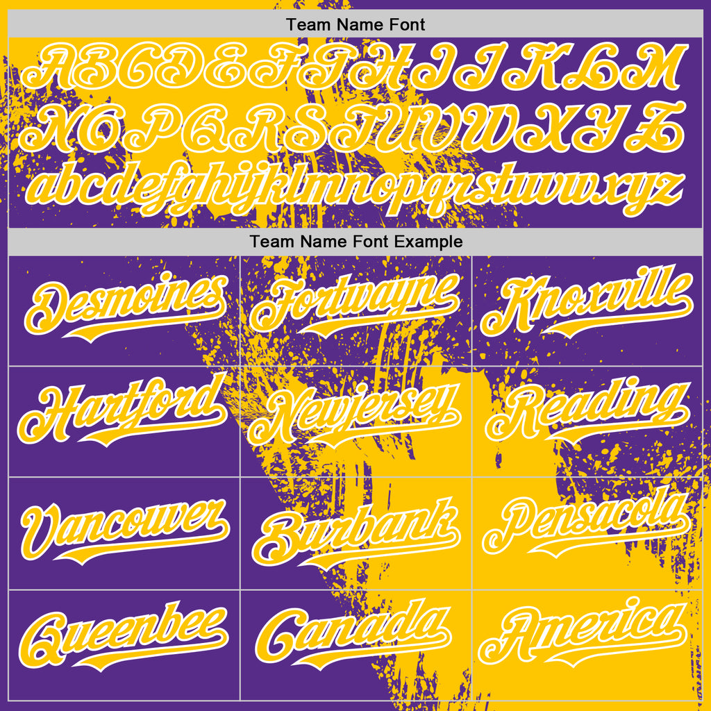 Custom Yellow Purple-White 3D Pattern Design Abstract Brush Stroke Authentic Baseball Jersey