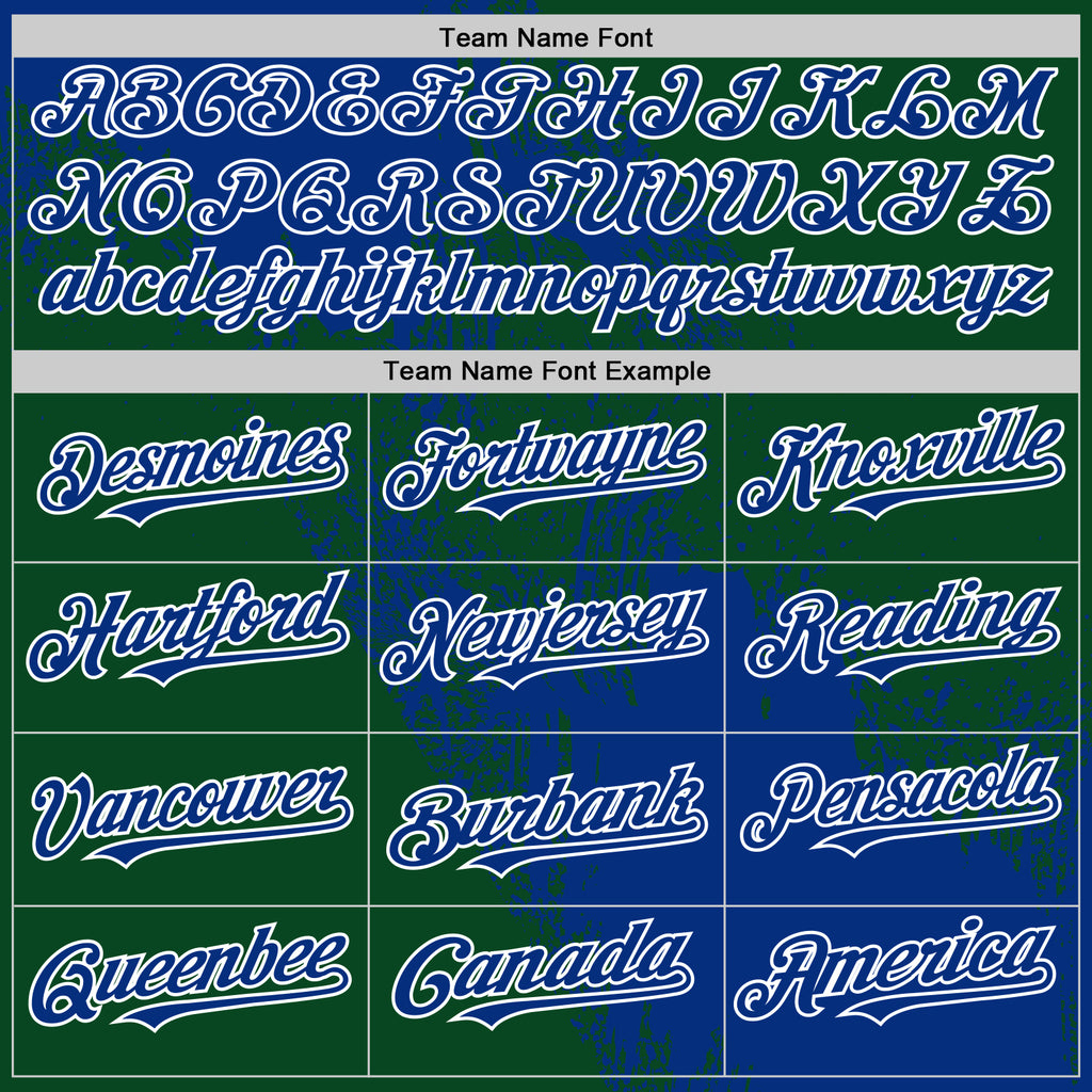 Custom Royal Green-White 3D Pattern Design Abstract Brush Stroke Authentic Baseball Jersey