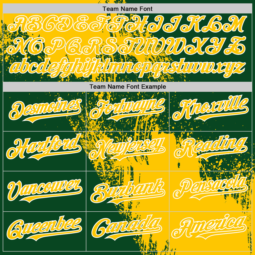 Custom Yellow Green-White 3D Pattern Design Abstract Brush Stroke Authentic Baseball Jersey