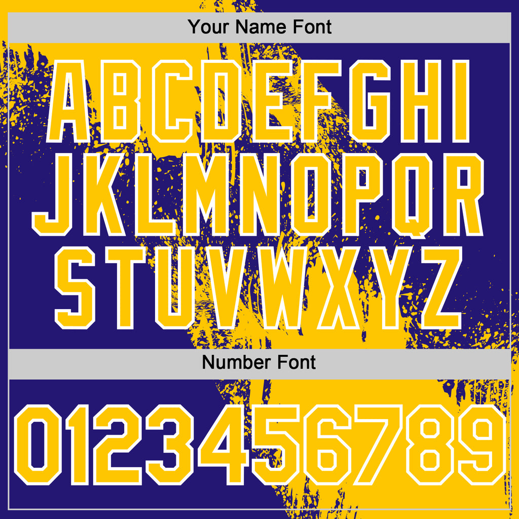 Custom Yellow Dark Purple-White 3D Pattern Design Abstract Brush Stroke Authentic Baseball Jersey