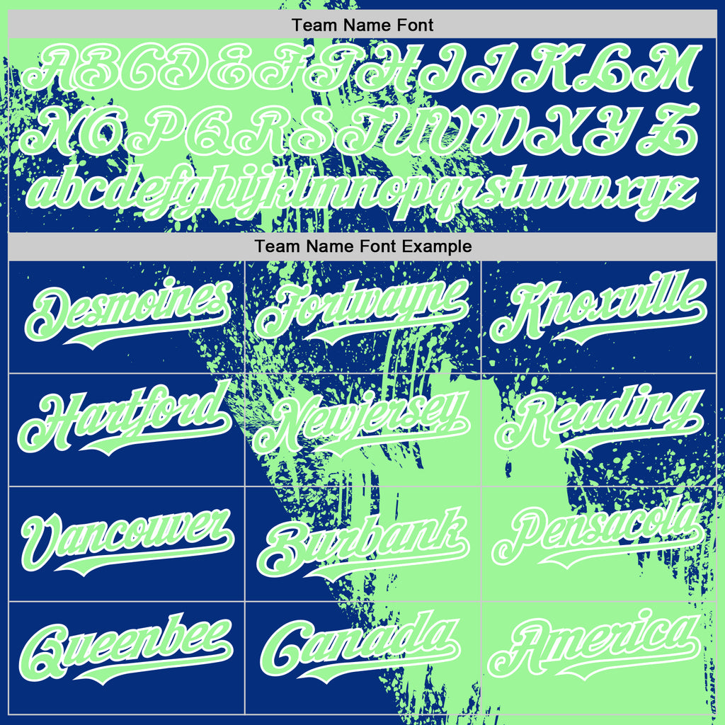 Custom Pea Green Royal-White 3D Pattern Design Abstract Brush Stroke Authentic Baseball Jersey
