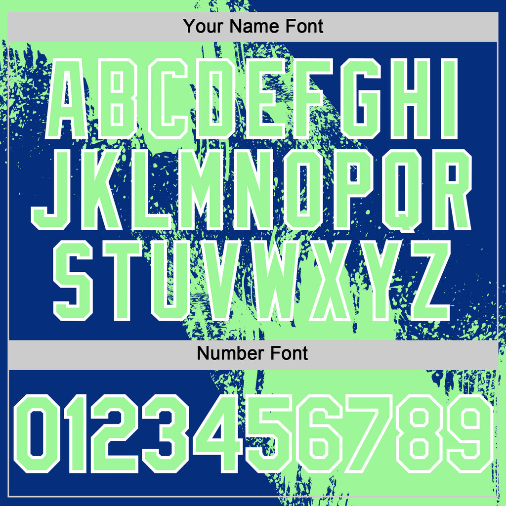 Custom Pea Green Royal-White 3D Pattern Design Abstract Brush Stroke Authentic Baseball Jersey
