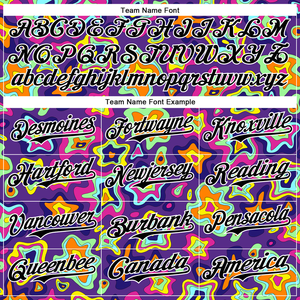 Custom Purple Black-White 3D Pattern Design Rave Psychedelic Fluid Art Authentic Baseball Jersey
