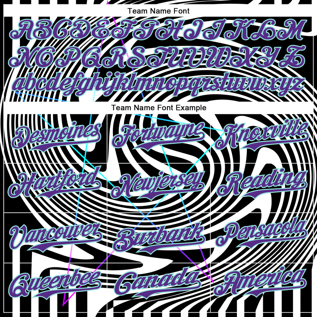 Custom Black Purple-Ice Blue 3D Pattern Design Rave Psychedelic Fluid Art Authentic Baseball Jersey