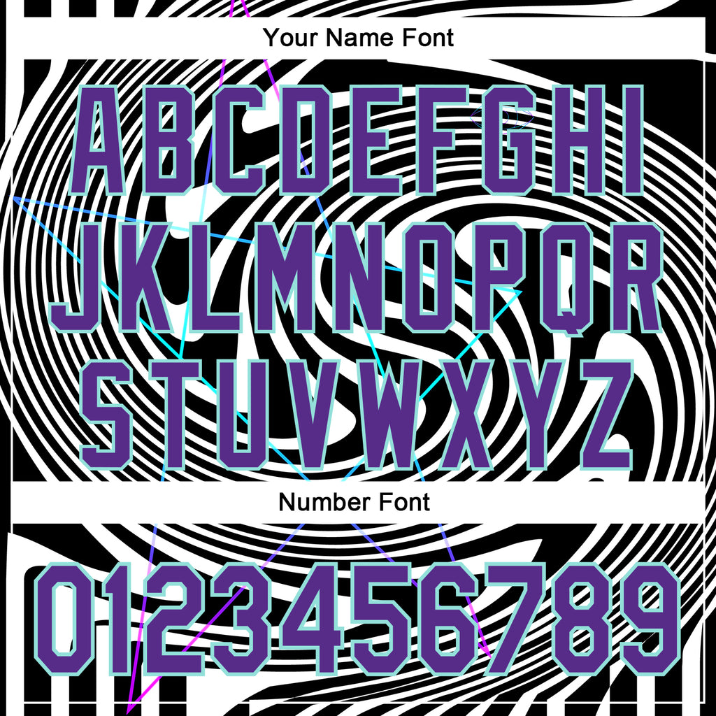 Custom Black Purple-Ice Blue 3D Pattern Design Rave Psychedelic Fluid Art Authentic Baseball Jersey