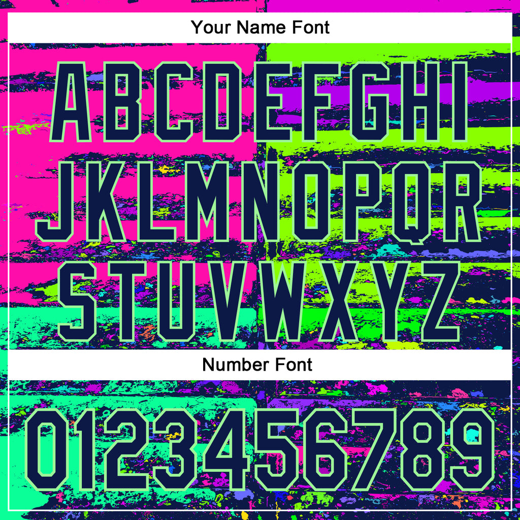 Custom Pink Navy-Pea Green 3D Pattern Design Rave Psychedelic Neon Fluid Art Authentic Baseball Jersey