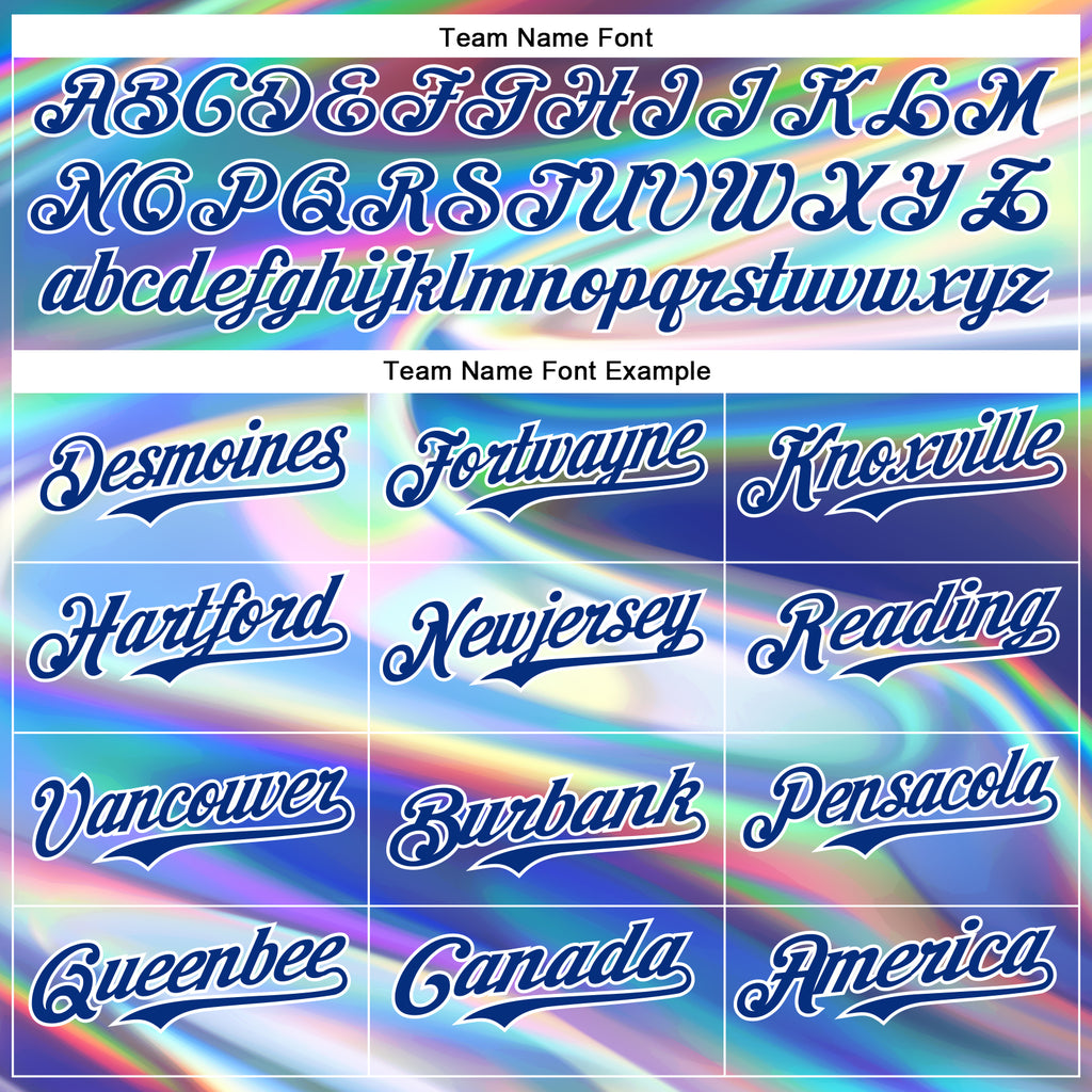 Custom White Royal 3D Pattern Design Rave Psychedelic Holographic Vaporwave Style Authentic Baseball Jersey