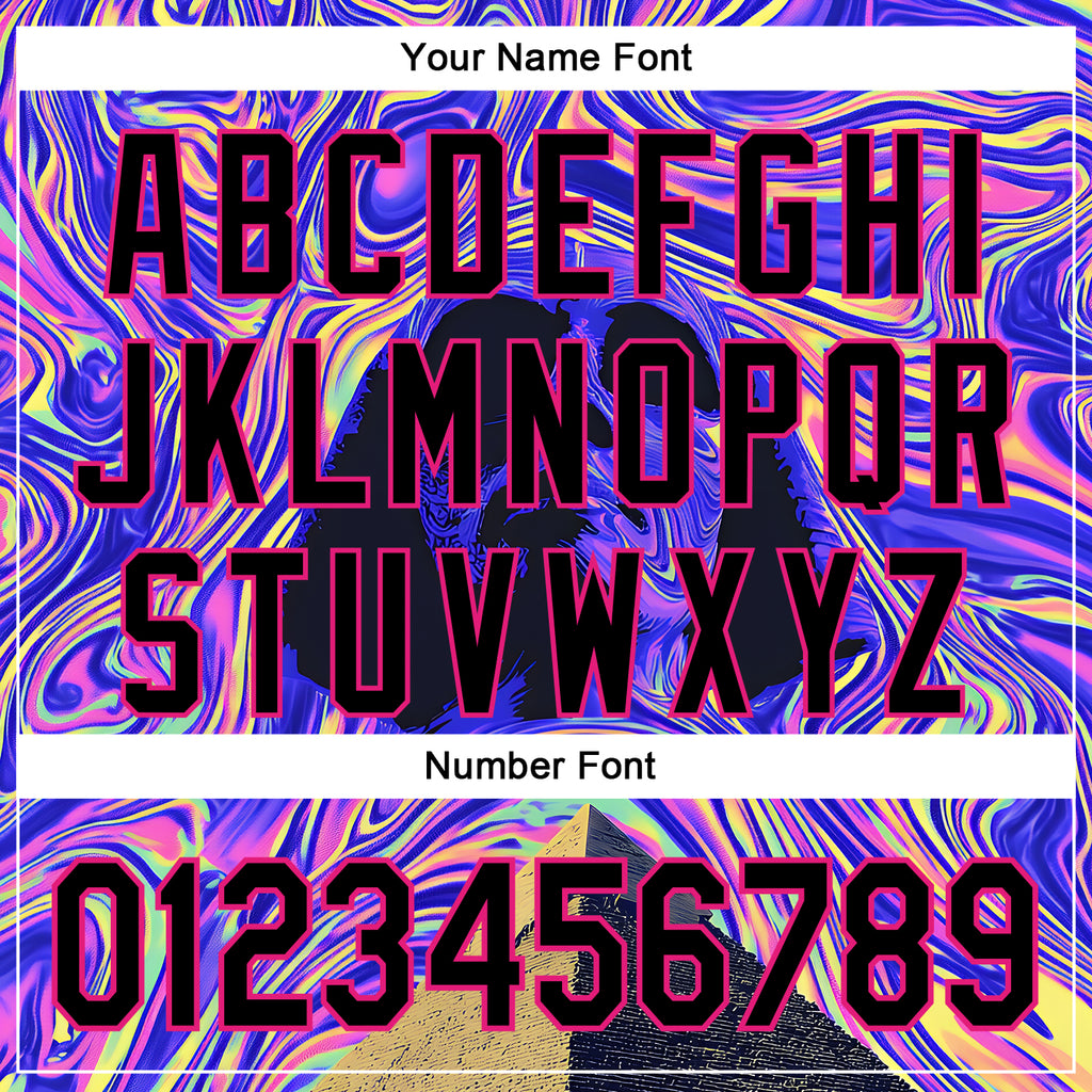 Custom Purple Black-Hot Pink 3D Pattern Design Rave Psychedelic Fluid Art Pyramid Authentic Baseball Jersey