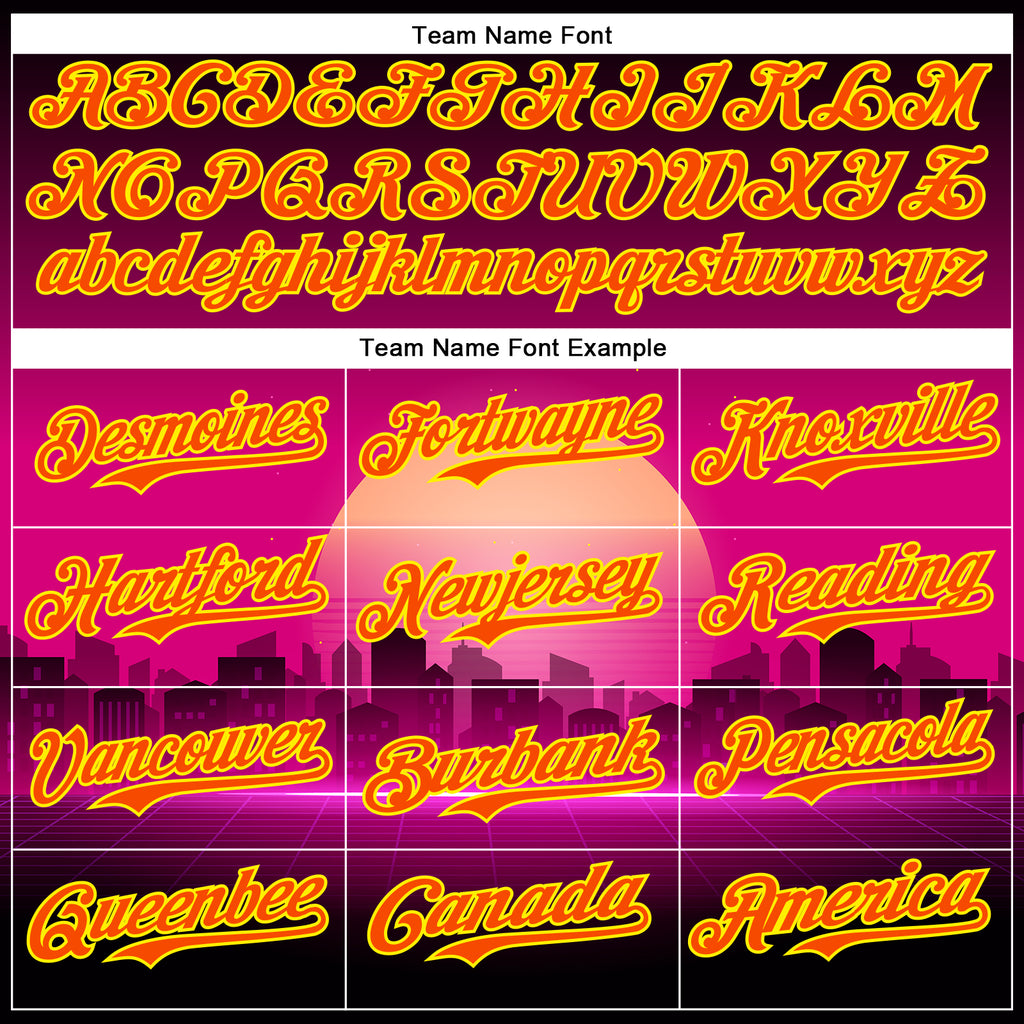 Custom Purple Orange-Light Yellow 3D Pattern Design Rave Psychedelic Futuristic Music Authentic Baseball Jersey