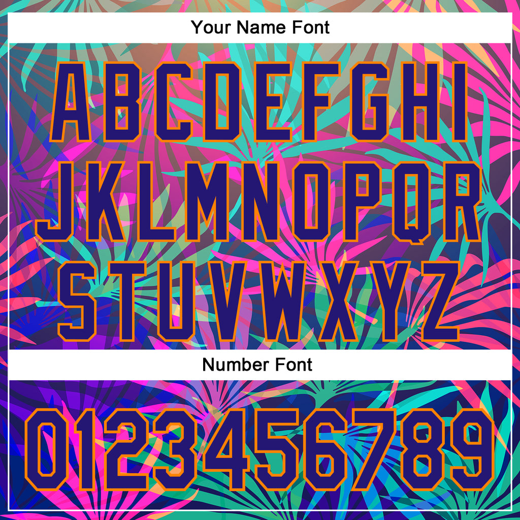 Custom Pink Dark Purple-Bay Orange 3D Pattern Design Rave Psychedelic Tropical Palm Leaves Authentic Baseball Jersey