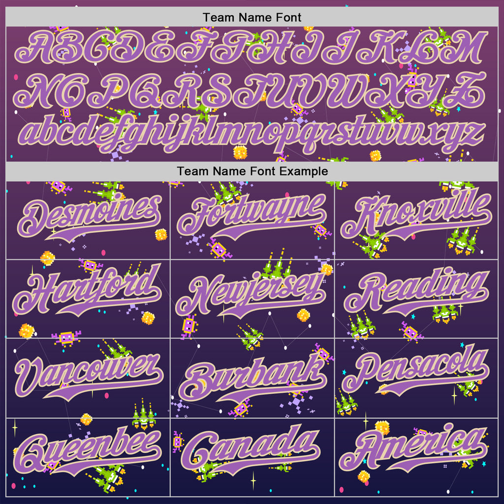 Custom Purple Medium Purple-City Cream 3D Pattern Design Retro Pixel Arcade Game Authentic Baseball Jersey