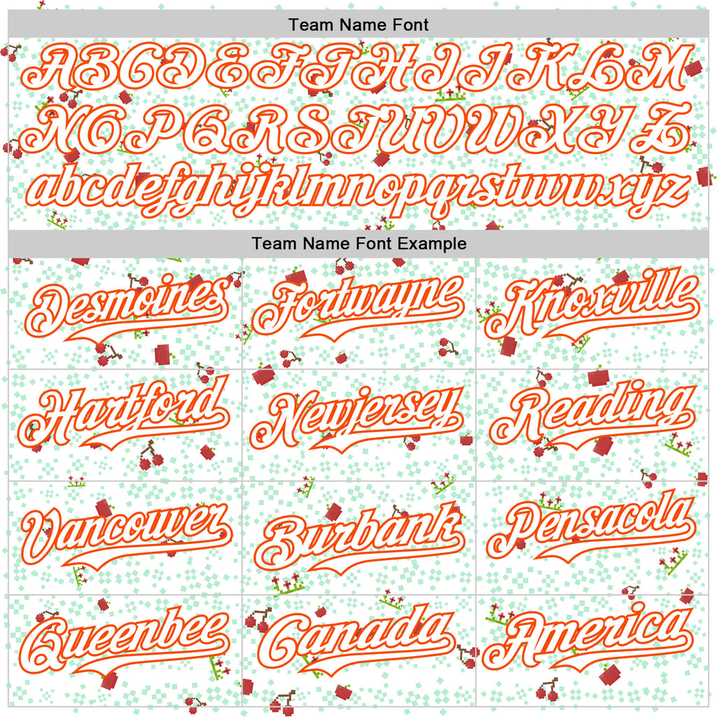 Custom White Orange 3D Pattern Design Retro Pixel Arcade Game Authentic Baseball Jersey