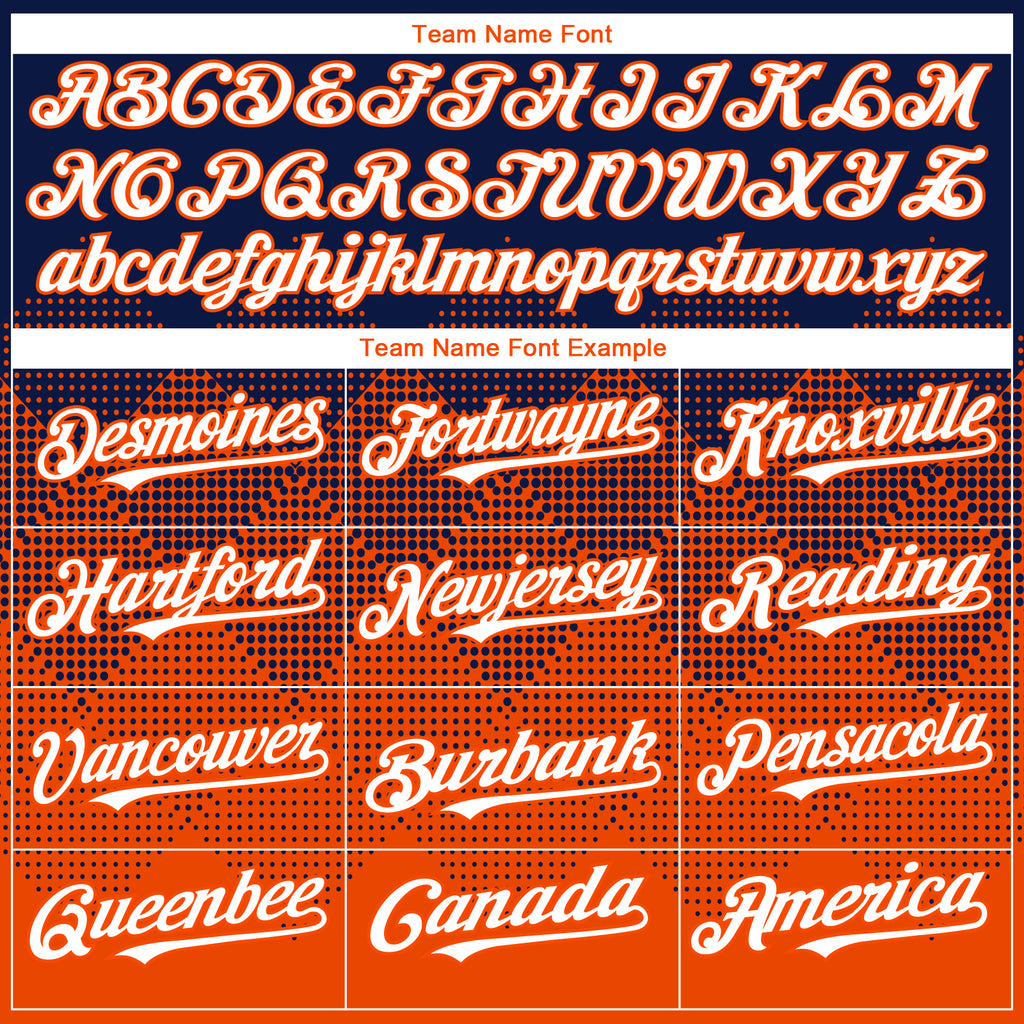 Custom Navy White-Orange 3D Gradient Square Shape Authentic Baseball Jersey