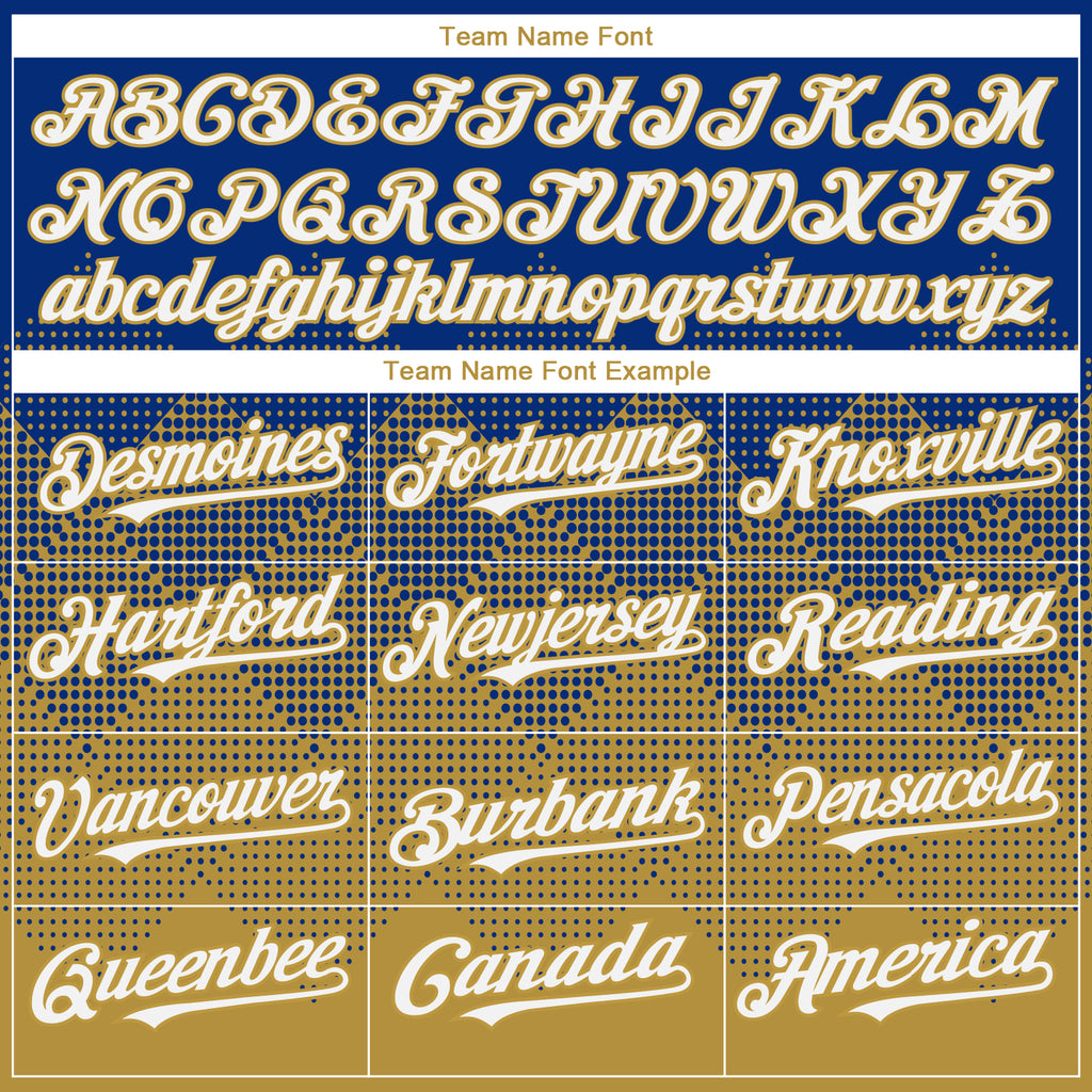Custom Royal White-Old Gold 3D Gradient Square Shape Authentic Baseball Jersey