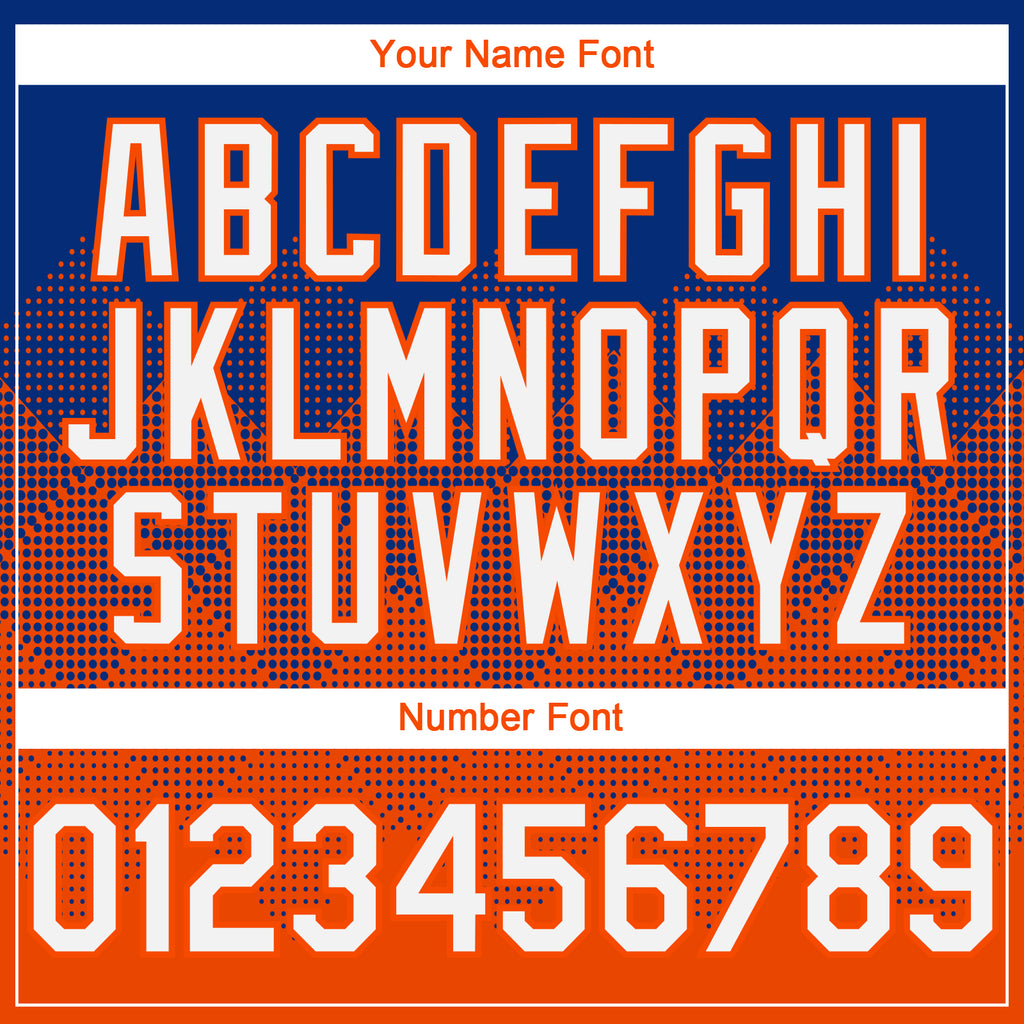 Custom Royal White-Orange 3D Gradient Square Shape Authentic Baseball Jersey