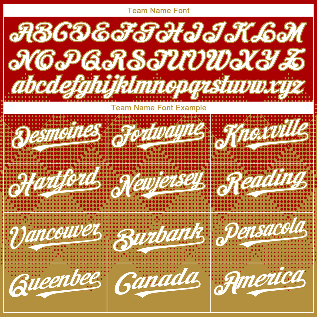 Custom Red White-Old Gold 3D Gradient Square Shape Authentic Baseball Jersey