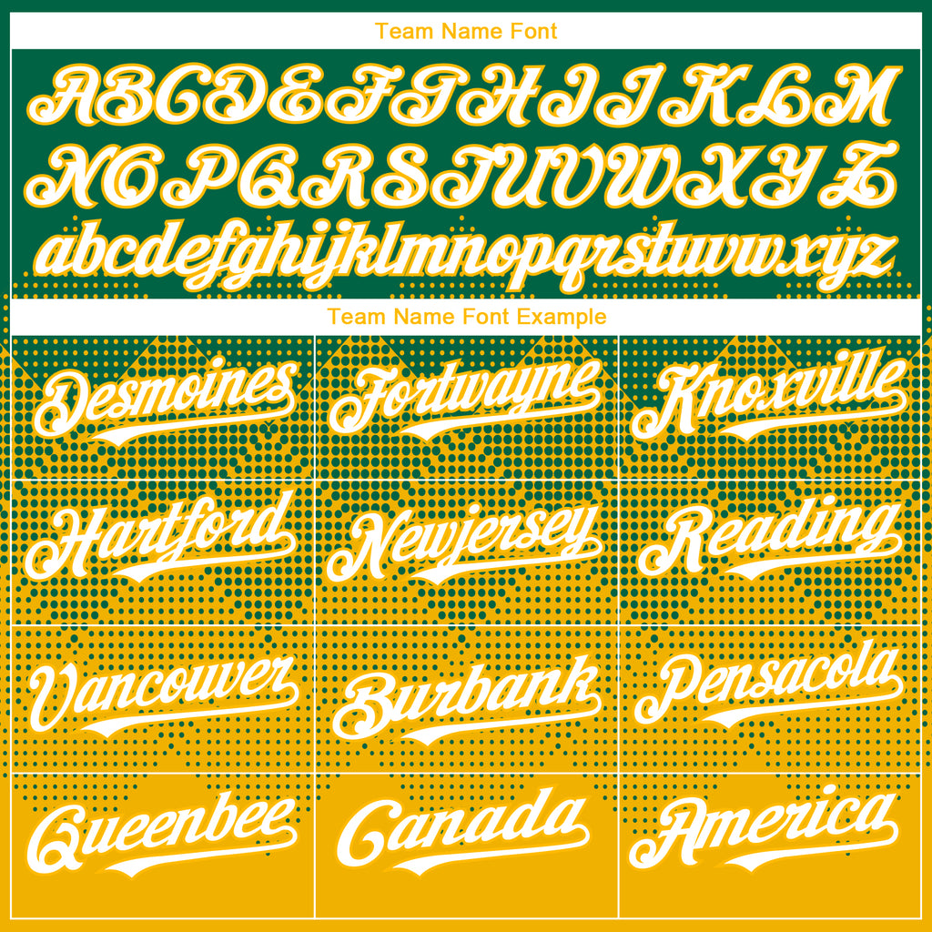 Custom Kelly Green White-Gold 3D Gradient Square Shape Authentic Baseball Jersey