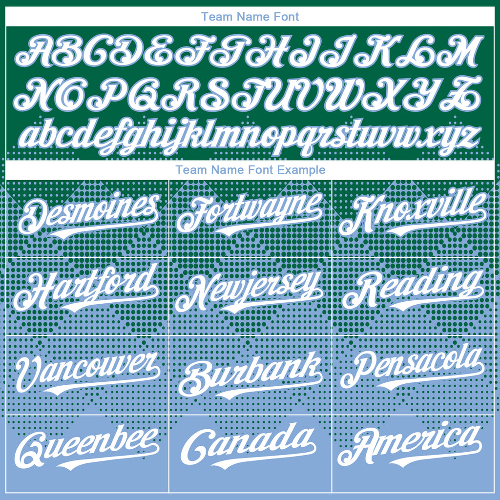 Custom Kelly Green White-Light Blue 3D Gradient Square Shape Authentic Baseball Jersey
