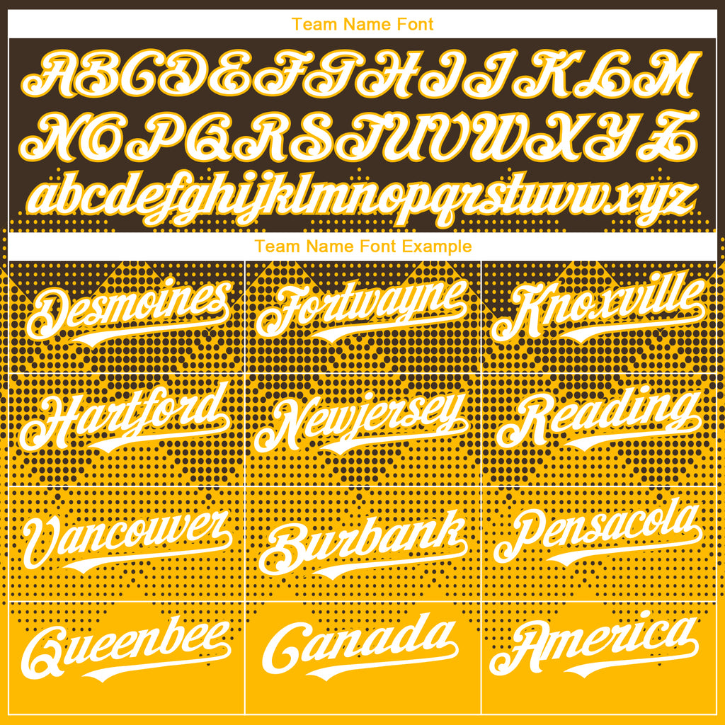 Custom Brown White-Gold 3D Gradient Square Shape Authentic Baseball Jersey