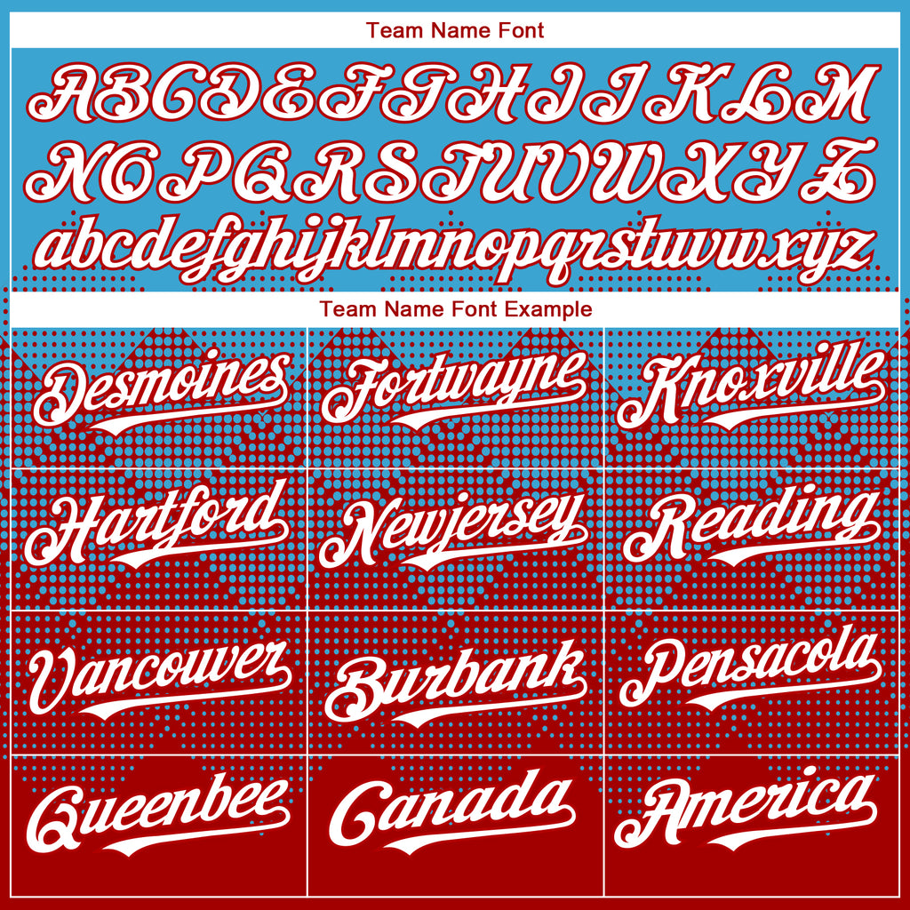 Custom Sky Blue White-Red 3D Gradient Square Shape Authentic Baseball Jersey