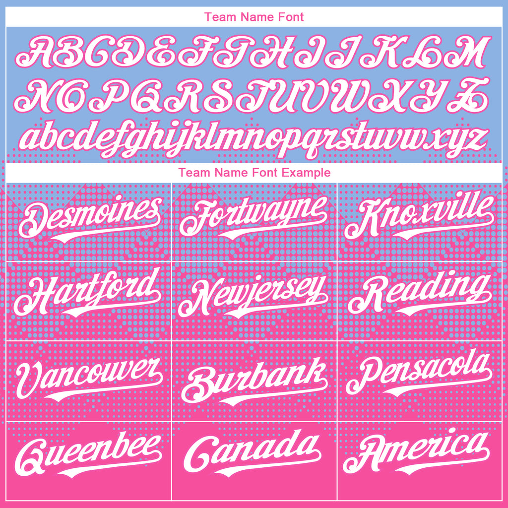 Custom Light Blue White-Pink 3D Gradient Square Shape Authentic Baseball Jersey
