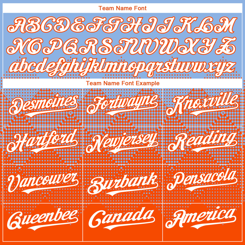 Custom Light Blue White-Orange 3D Gradient Square Shape Authentic Baseball Jersey