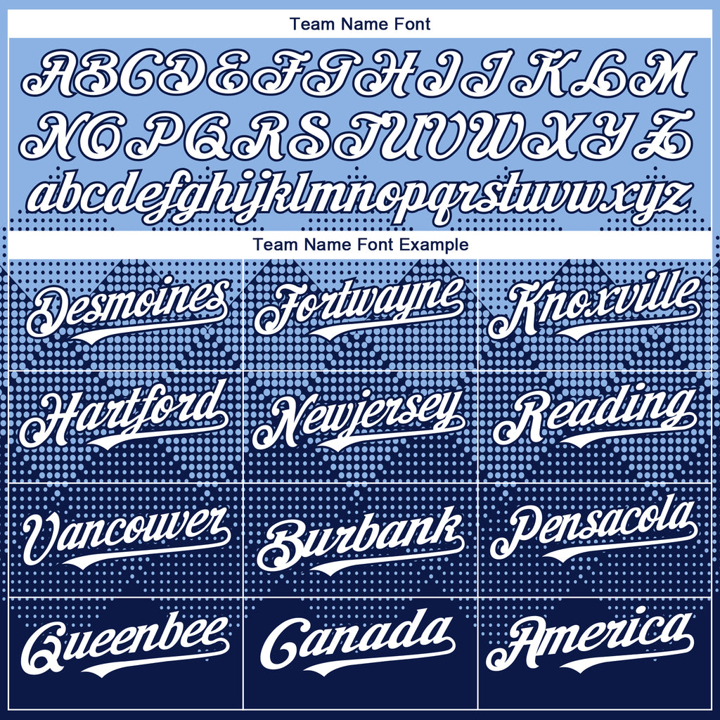 Custom Light Blue White-Navy 3D Gradient Square Shape Authentic Baseball Jersey