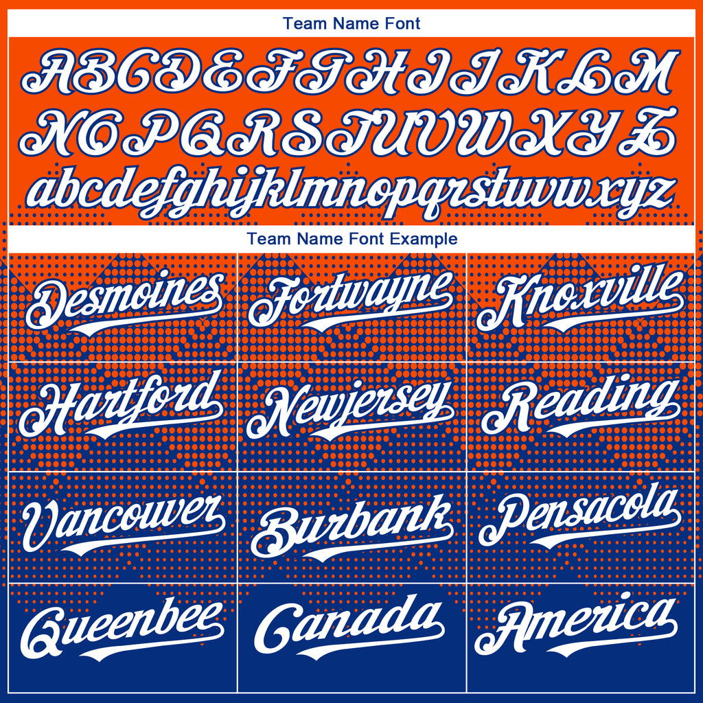 Custom Orange White-Royal 3D Gradient Square Shape Authentic Baseball Jersey