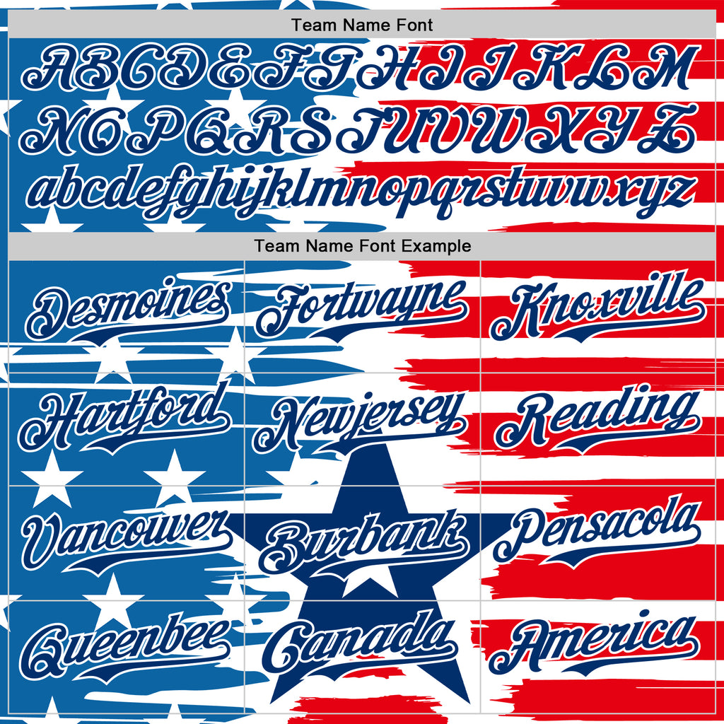 Custom White US Navy Blue-Red 3D Patriotic American Flag Authentic Baseball Jersey