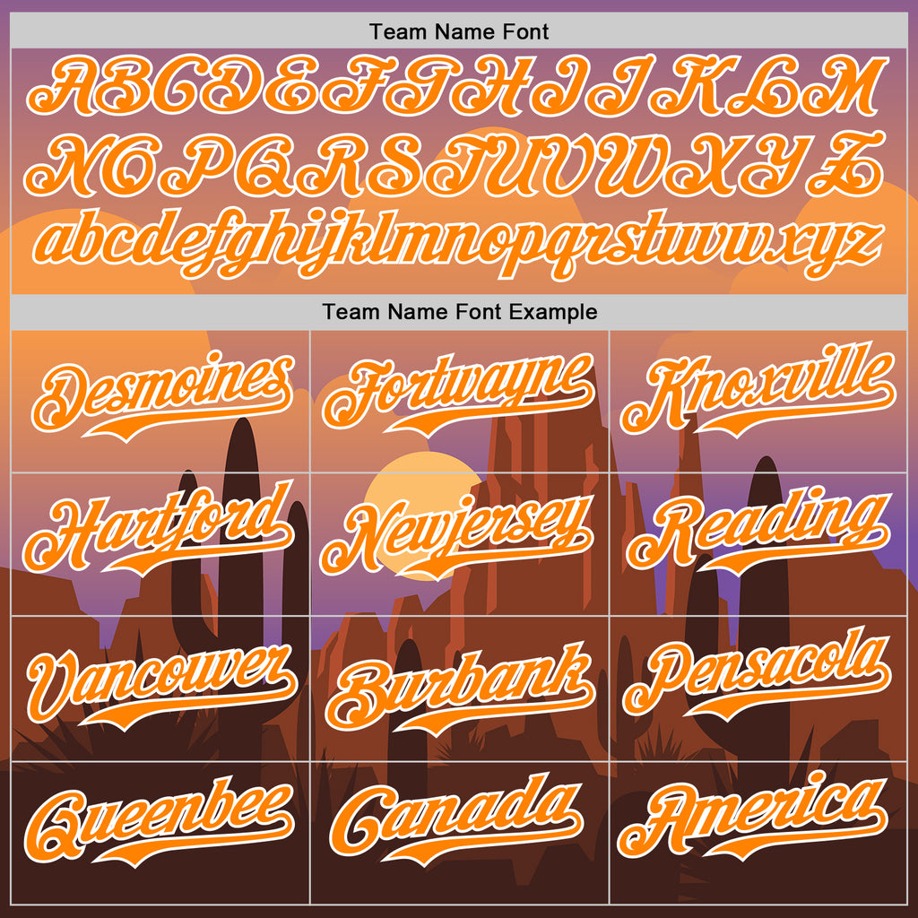 Custom Purple Bay Orange-White 3D Pattern Design Patriotic American Symbol Desert Authentic Baseball Jersey