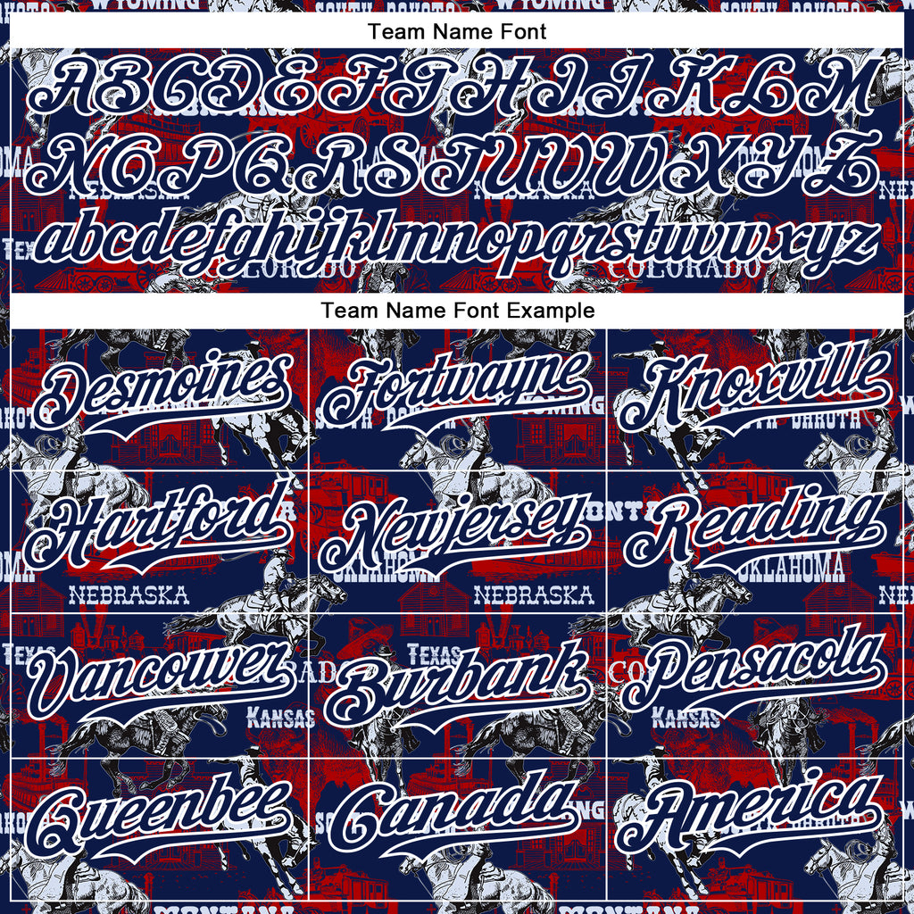 Custom Navy White 3D Pattern Design Patriotic American Spirit Rodeo Cowboy Authentic Baseball Jersey