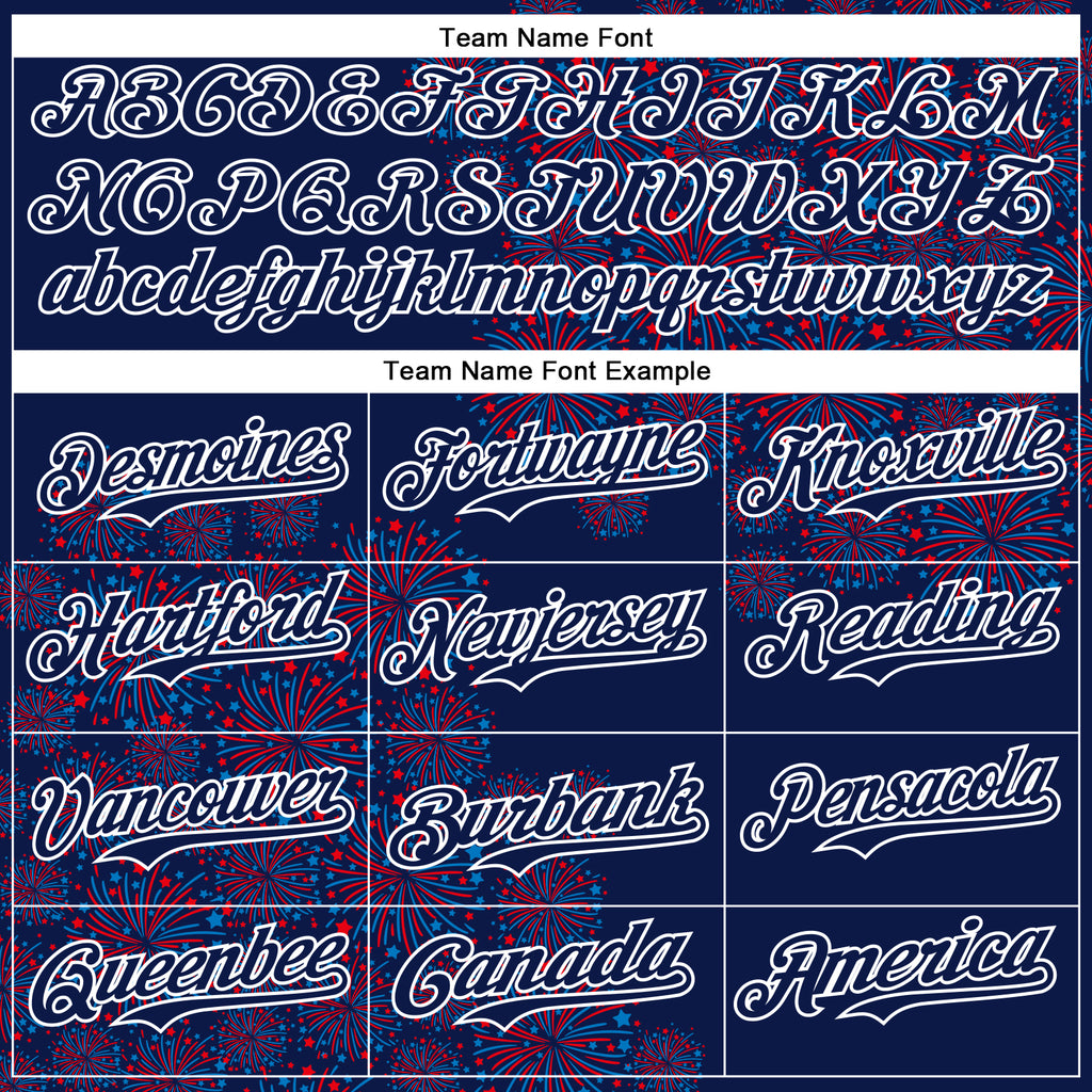 Custom Navy White 3D Pattern Design Patriotic American Spirit Firework Authentic Baseball Jersey