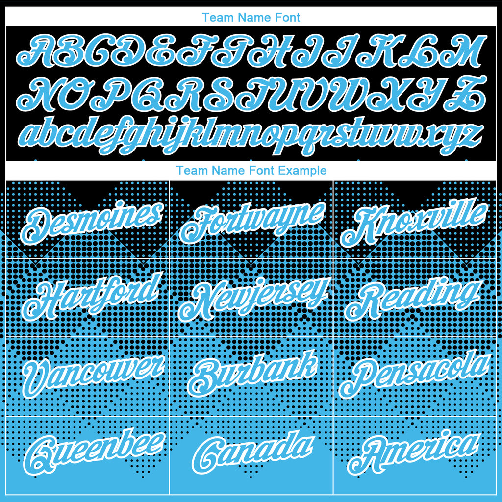 Custom Black Sky Blue-White 3D Pattern Design Gradient Square Shapes Performance T-Shirt