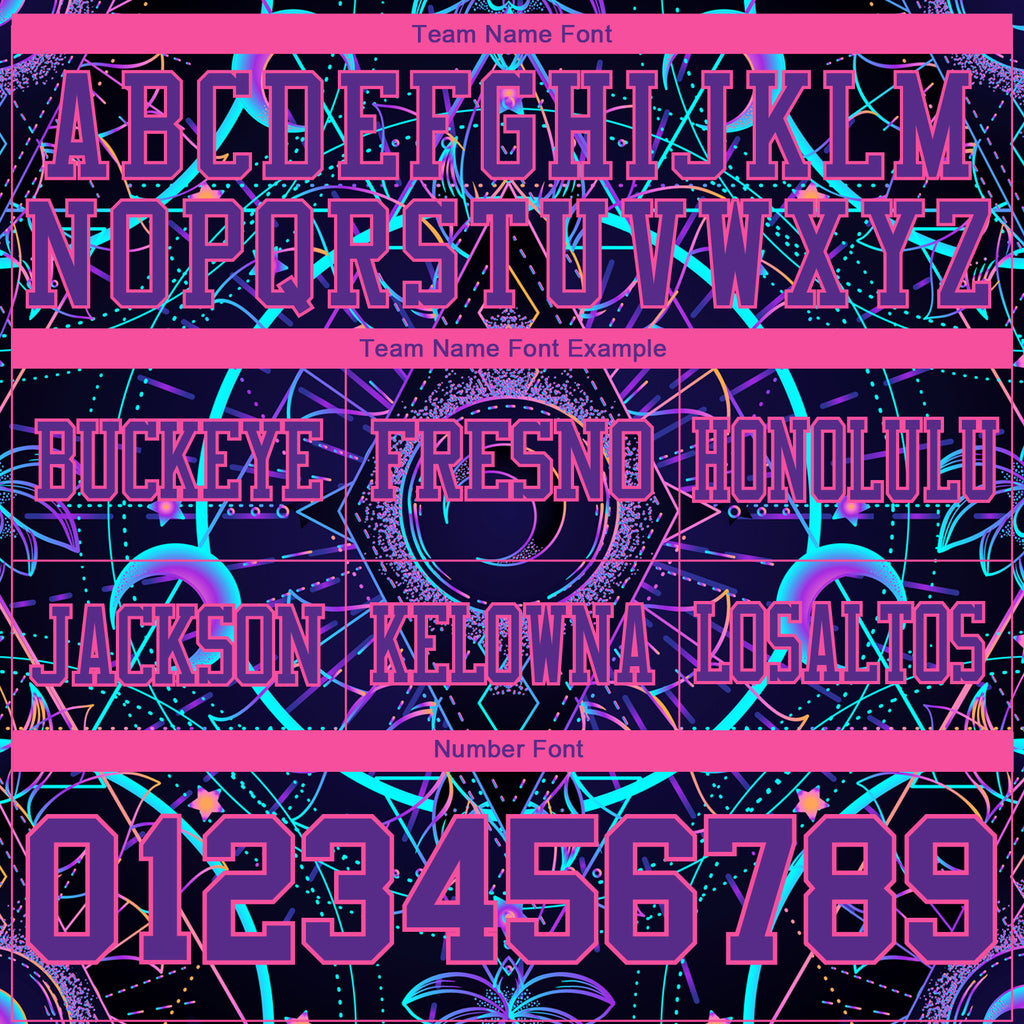 Custom Black Purple-Pink 3D Pattern Magic Mushrooms Over Sacred Geometry Psychedelic Hallucination Authentic Football Jersey