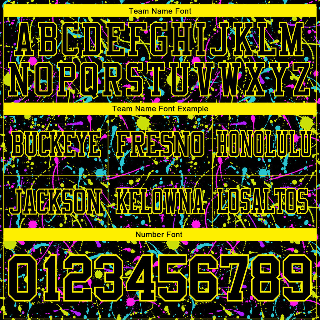 Custom Graffiti Pattern Black-Light Yellow 3D Pattern Splash Authentic Football Jersey