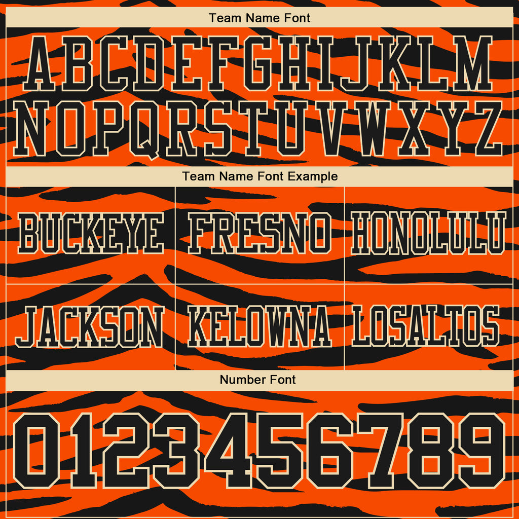 Custom Orange Black-Cream 3D Pattern Tiger Print Mesh Authentic Football Jersey