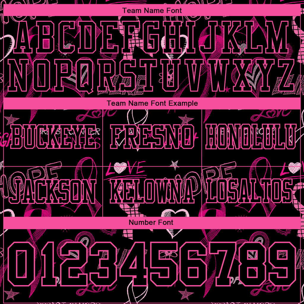 Custom Black Pink 3D Pattern Pink Ribbon Breast Cancer Awareness Month Women Health Care Support Mesh Authentic Football Jersey