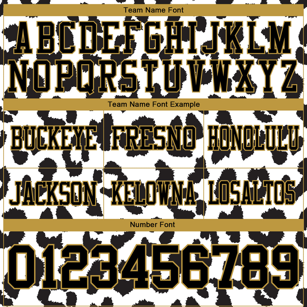 Custom White Black-Old Gold 3D Pattern Leopard Print Mesh Authentic Football Jersey