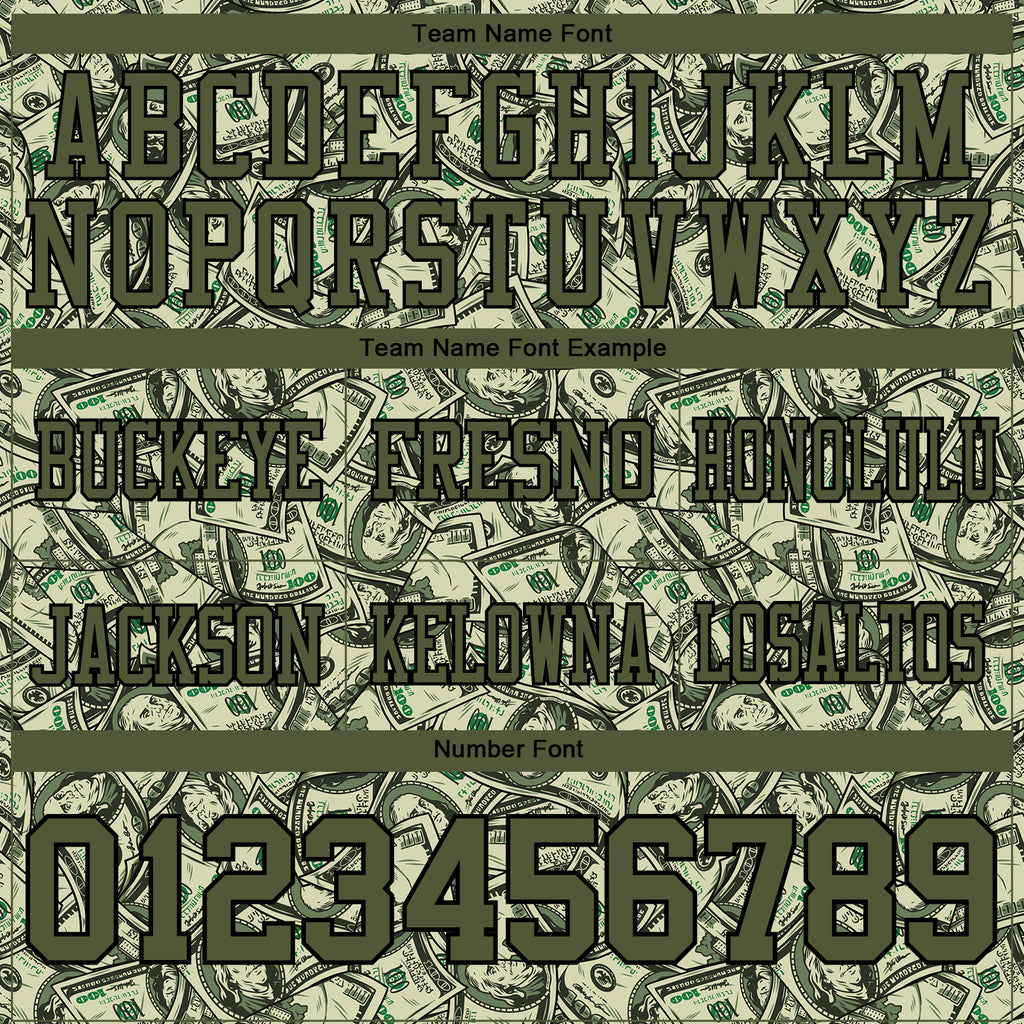 Custom Green Olive-Black 3D Pattern Dollar Authentic Football Jersey