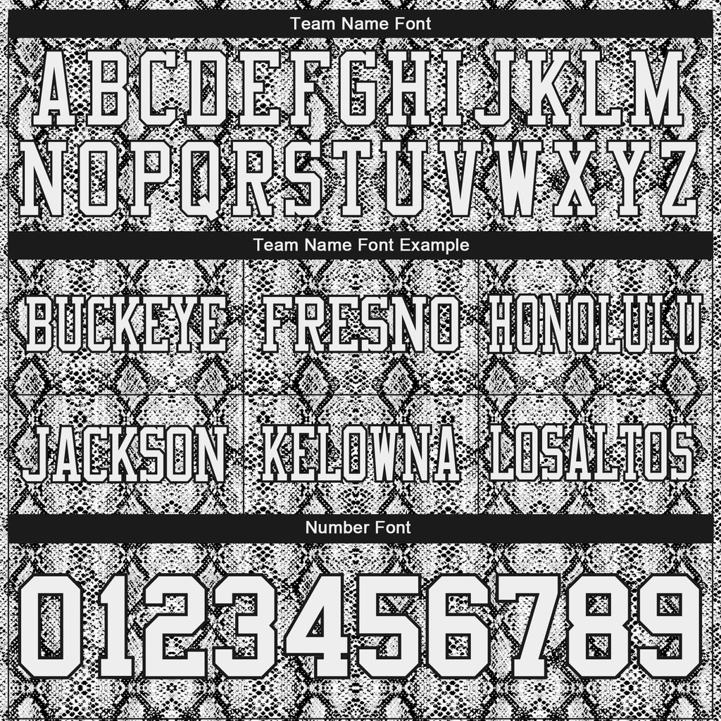 Custom White Black 3D Pattern Snakeskin Print Mesh Authentic Football Jersey
