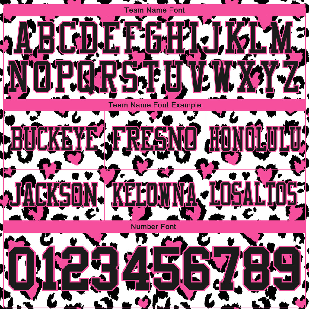 Custom White Black-Pink 3D Pattern Leopard Print Mesh Authentic Football Jersey