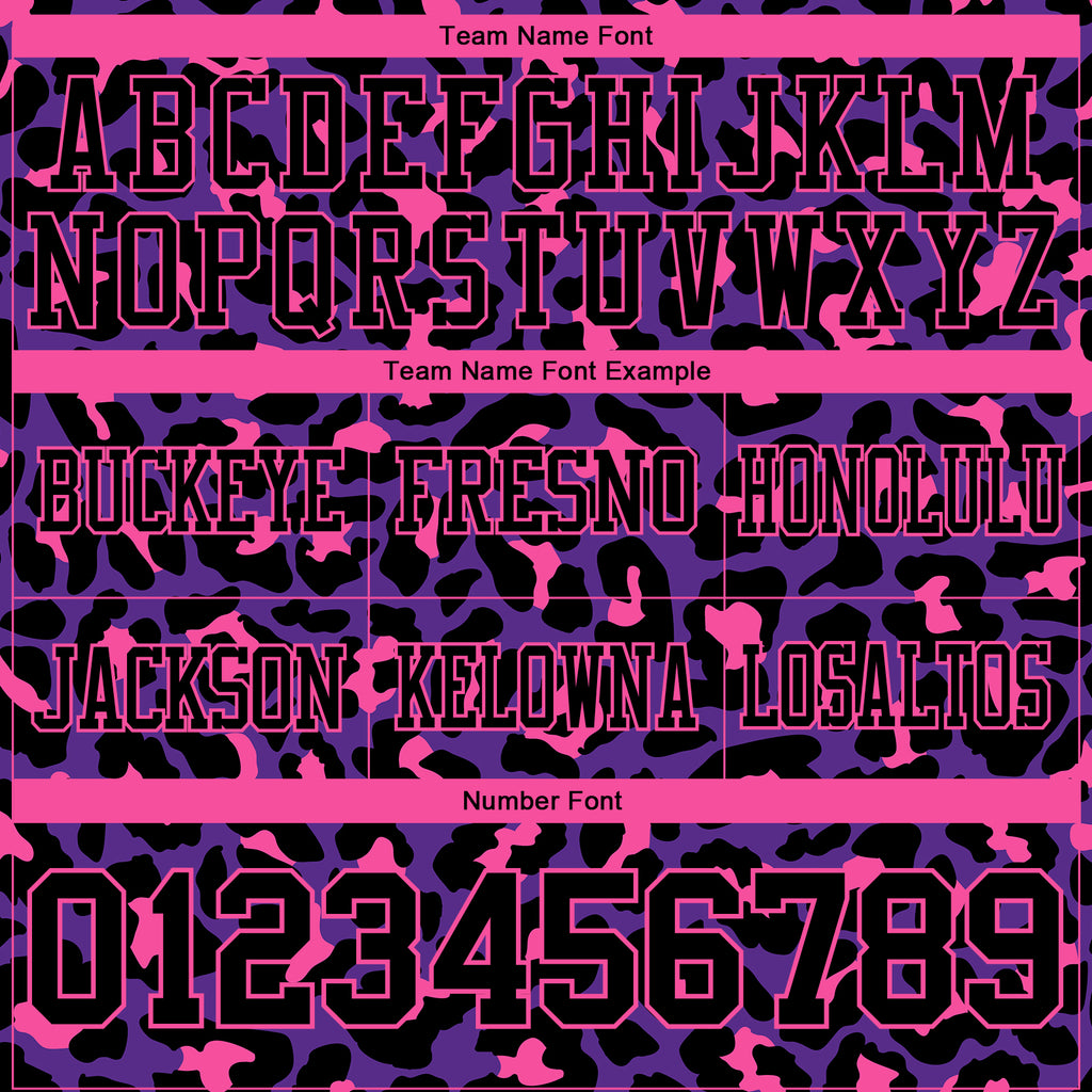 Custom Purple Black-Pink 3D Pattern Leopard Print Authentic Football Jersey