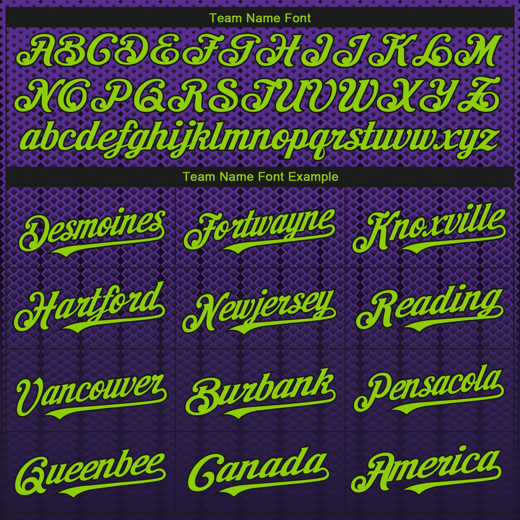 Custom Purple Neon Green-Black 3D Pattern Design Gradient Geometric Shape Authentic Baseball Jersey