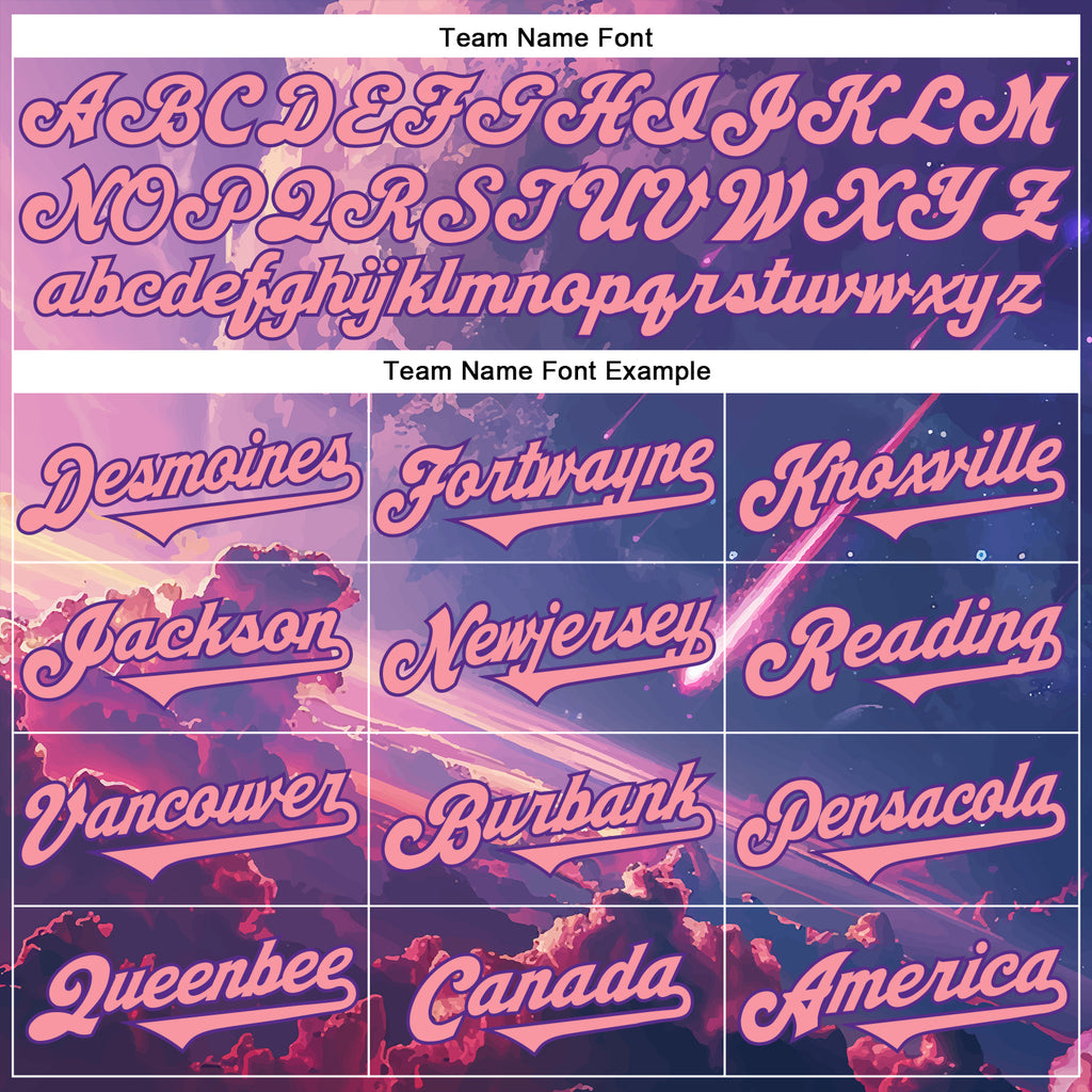 Custom Purple Medium Pink 3D Pattern Design Outer Space Authentic Baseball Jersey