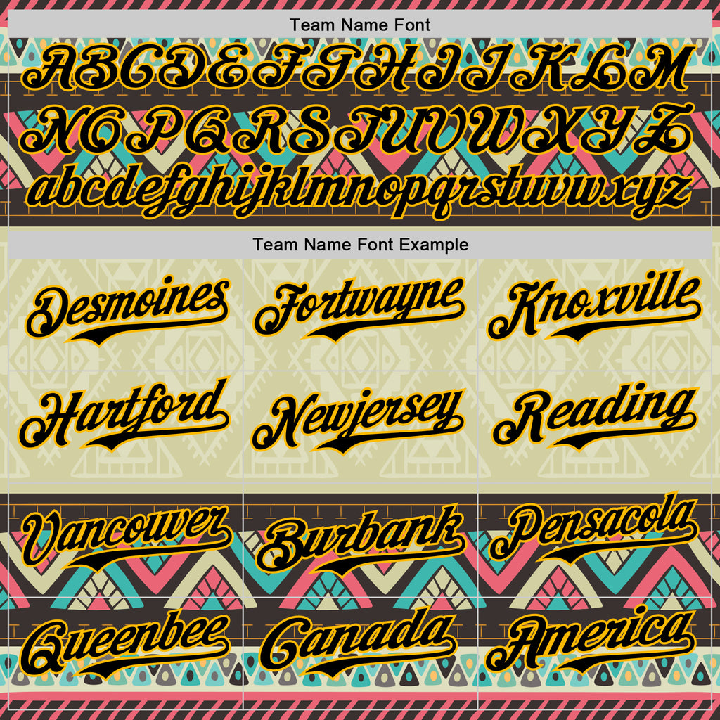 Custom Green Black-Gold 3D Polynesian Style Islander Authentic Baseball Jersey