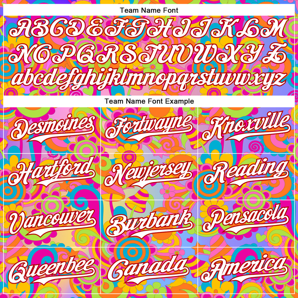 Custom Pink White-Red 3D Pattern Design Trippy Groovy Magic Mushrooms Authentic Baseball Jersey