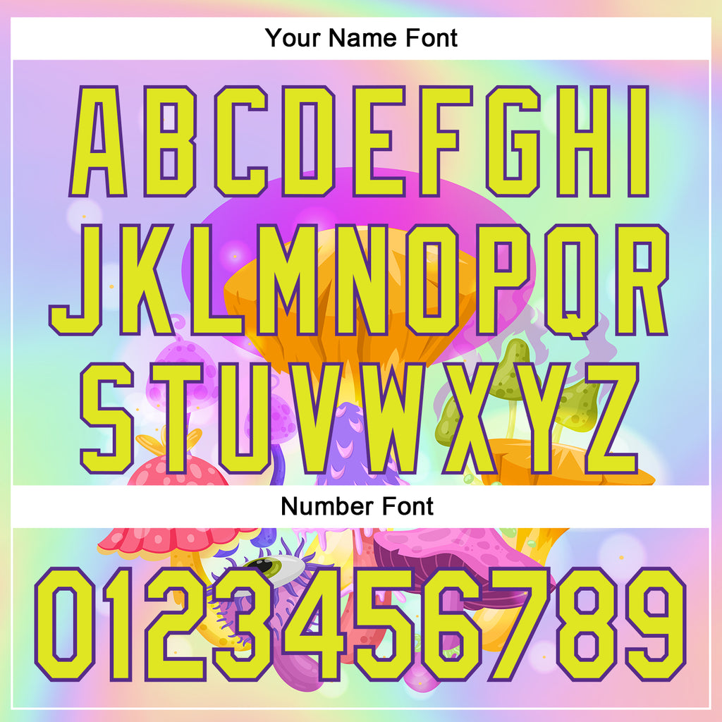 Custom Purple Neon Yellow 3D Pattern Design Trippy Psychedelic Magic Mushrooms Authentic Baseball Jersey