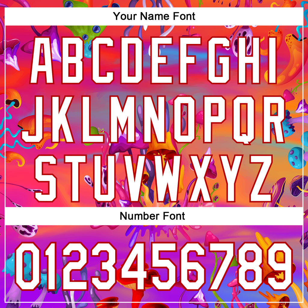 Custom Red White 3D Pattern Design Trippy Psychedelic Magic Mushrooms Authentic Baseball Jersey