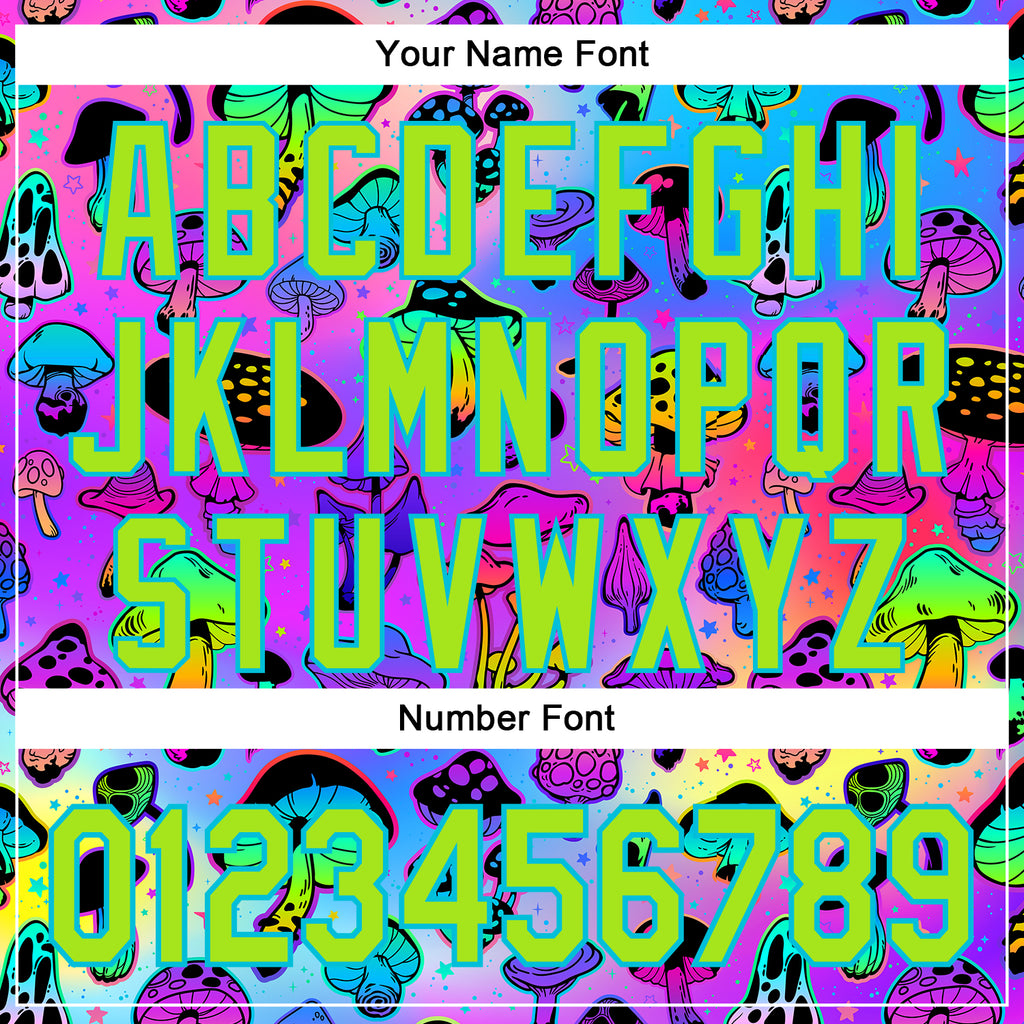 Custom Purple Neon Green-Lakes Blue 3D Pattern Design Trippy Psychedelic Magic Mushrooms Authentic Baseball Jersey